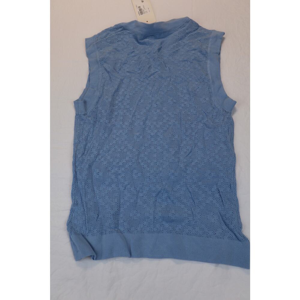 NEW Z Supply Tibi Tank Top Women's Blue Mesh Semi Sheer Argyle Knit Size S - Picture 3 of 4